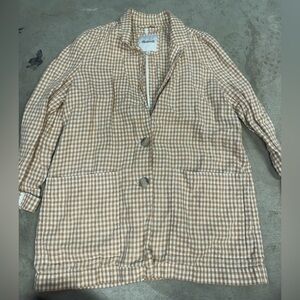 Madewell Tan and White Gingham Blazer